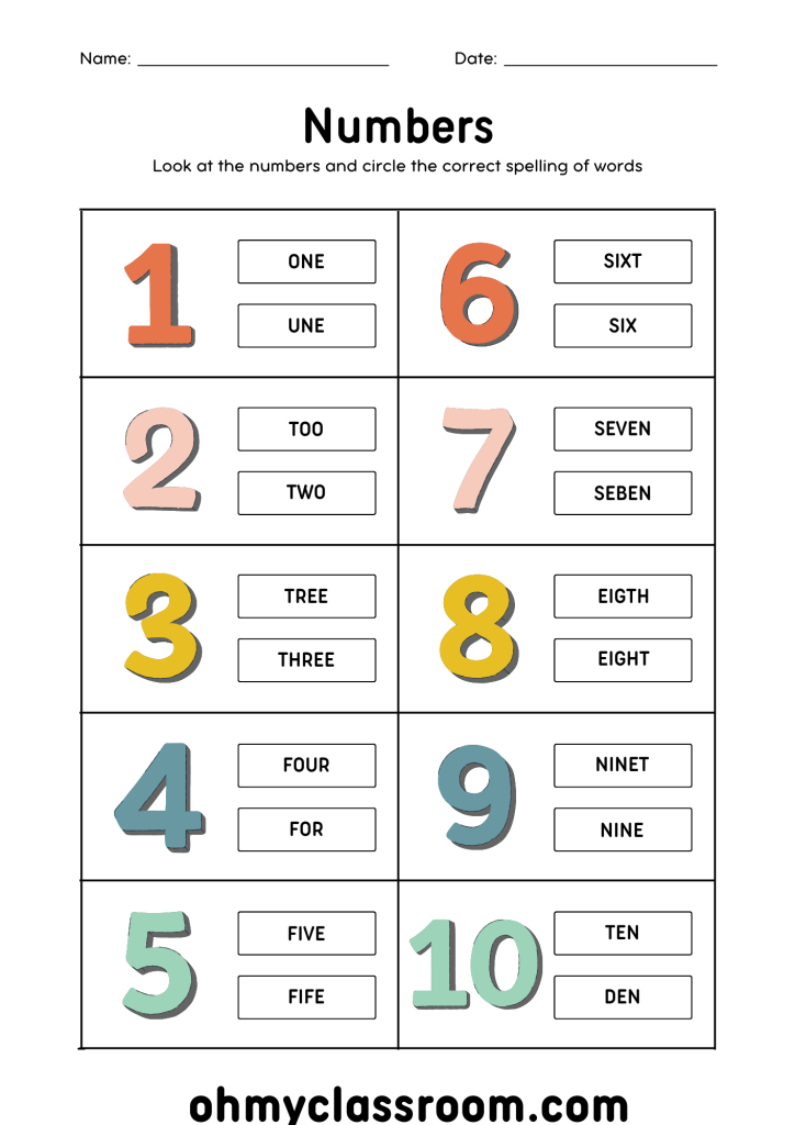 50 Free Printable Preschool Number Worksheets 1 10 PDF OhMyClassroom