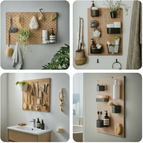 IKEA bathroom storage hack with SKÅDIS pegboard under the sink