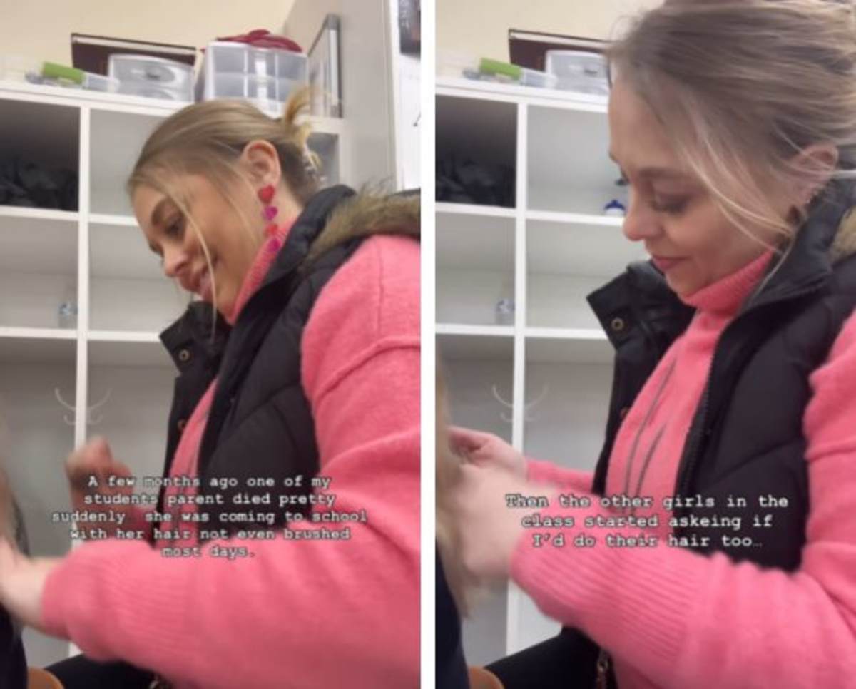 Teacher comforting and caring for student after loss of parent