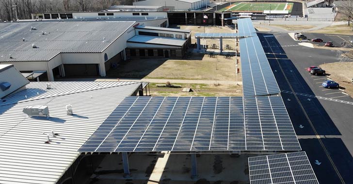 This school used money generated by solar panels to give teachers $15K pay raises 8 Solar panel canopy in Batesville Arkansas school district, photo courtesy of Generation 180