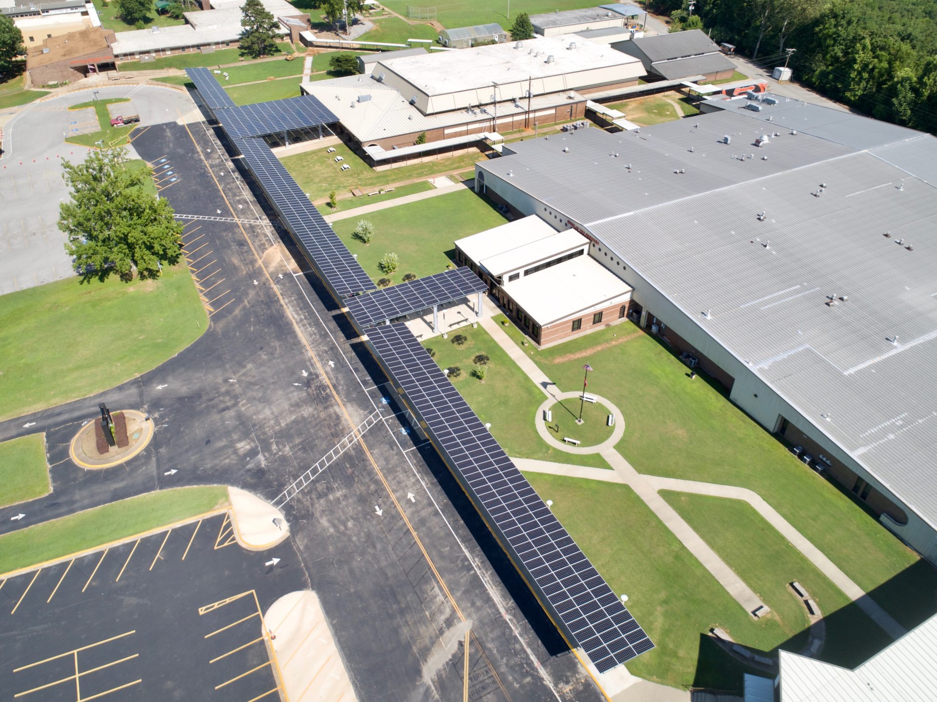 This school used money generated by solar panels to give teachers $15K pay raises 2 Aerial view of Batesville School District solar panel installation in Arkansas