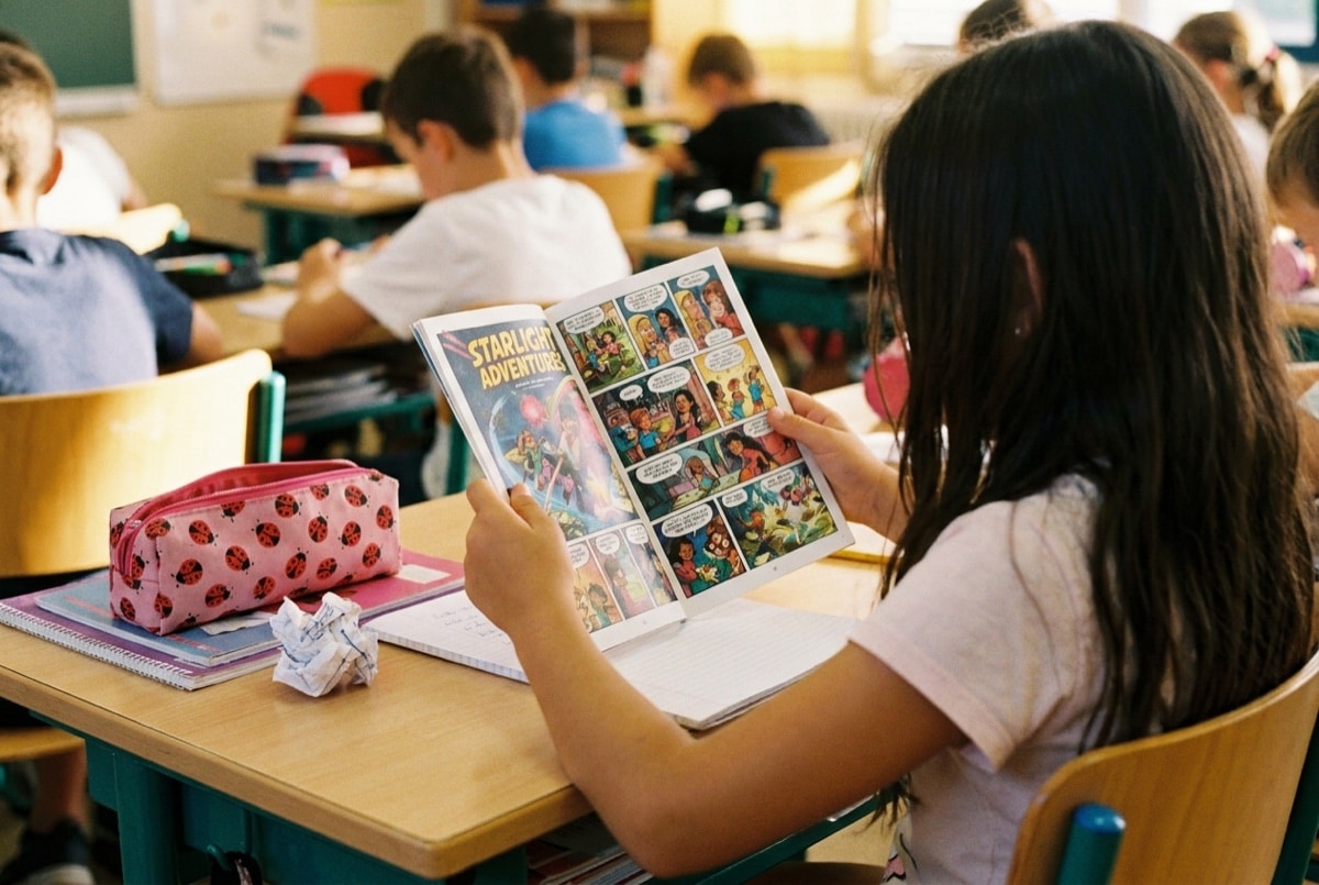 The Great Chromebook Rebellion: Why Schools Are Ditching Laptops for Pen and Paper 5 A student reading a book at their desk in a classroom