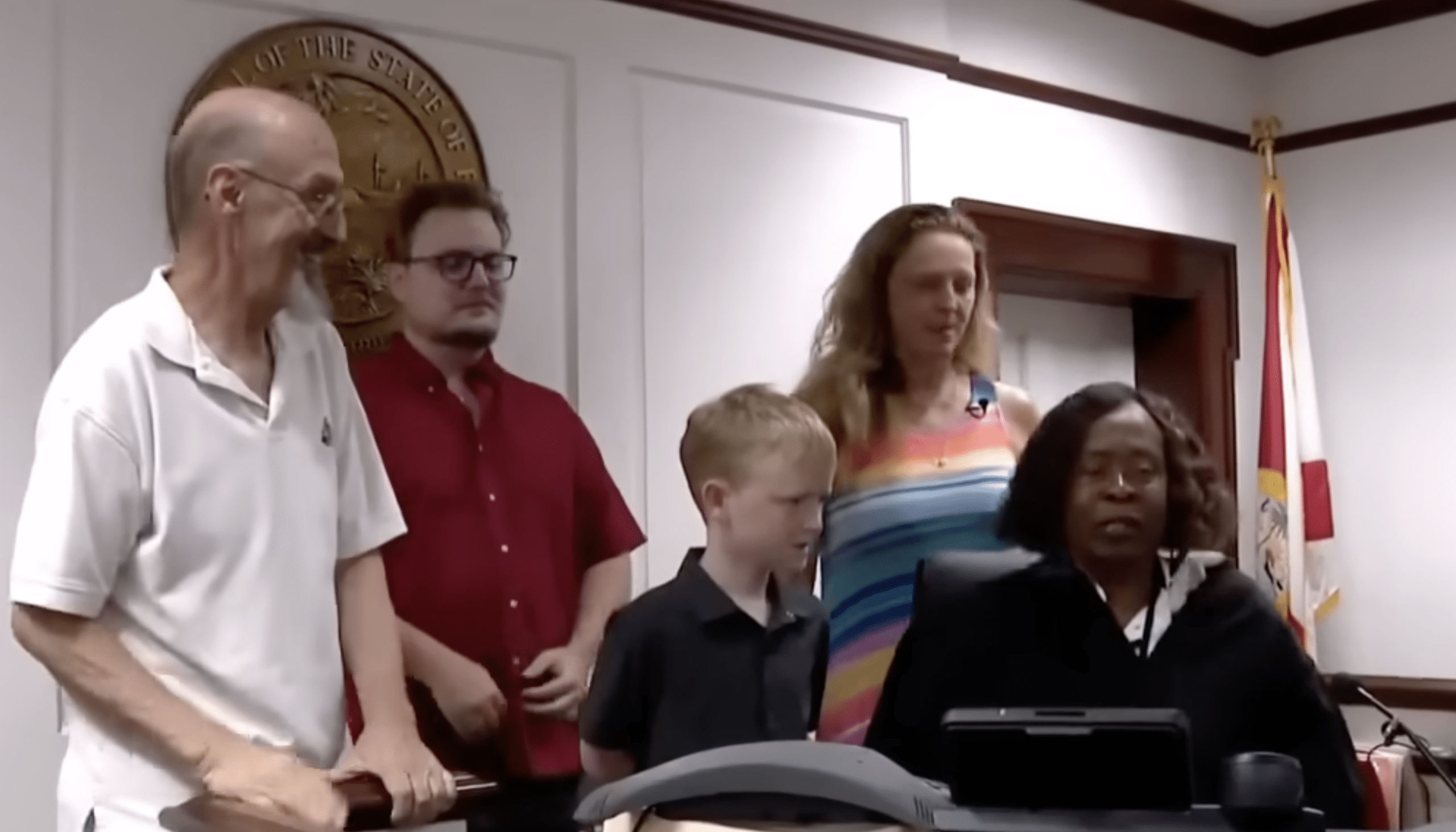 'I Got a Mom!': Florida Substitute Teacher Adopts 11-Year-Old Former Student 3 Jackie and Jaden Coombe during their adoption hearing
