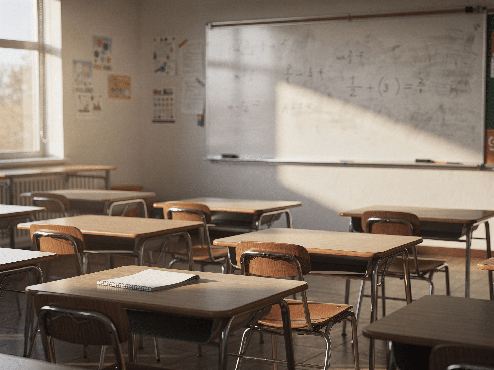 Empty secondary math classroom