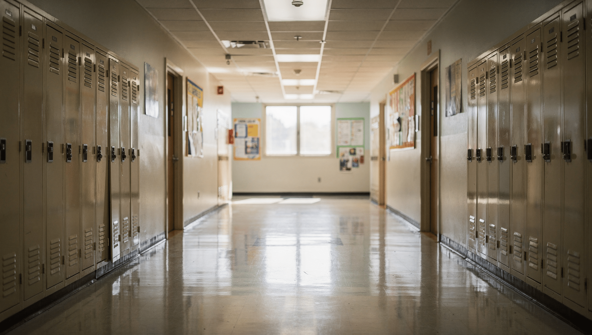 Empty school hallway