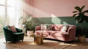 25 Pink & Green Living Room